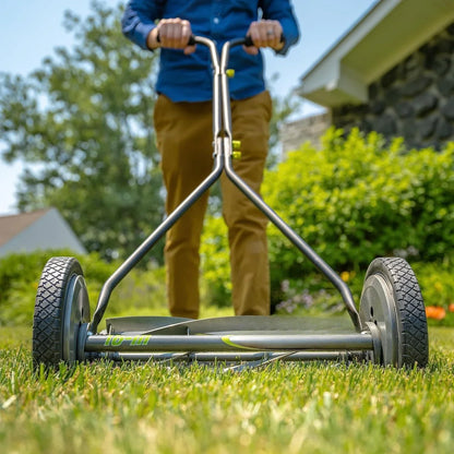16-Inch 7-Blade Push Reel Lawn Mower, Grey