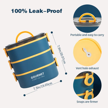 box lunch box, stackable 3-layer food container