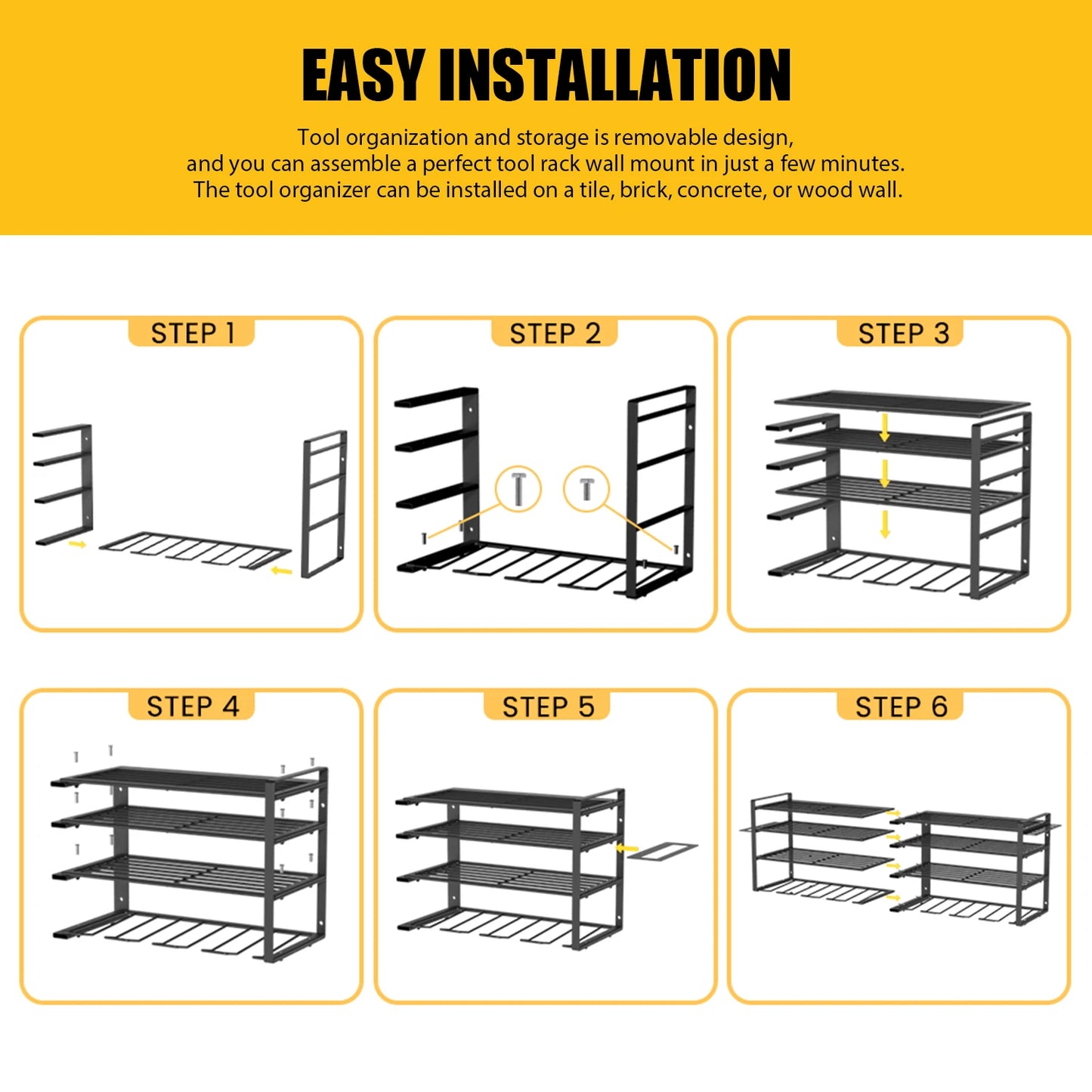 Power Tool Organizer-8 Drill Holder Wall Mount,4 Layer Heavy Duty