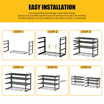 Power Tool Organizer-8 Drill Holder Wall Mount,4 Layer Heavy Duty