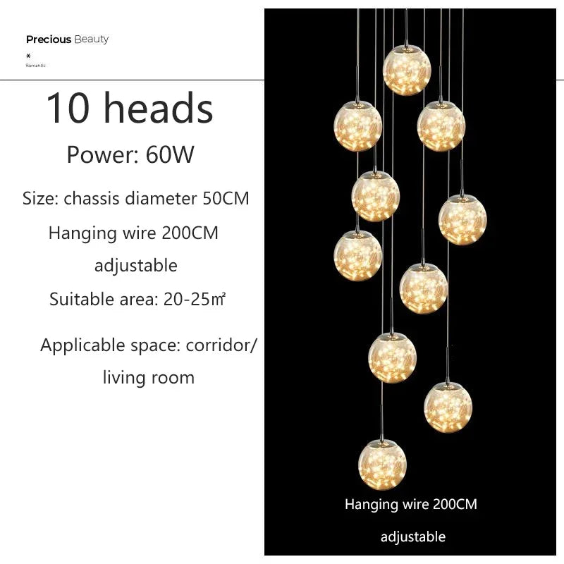 Nordic Glass Ball Led Pendant Lamp