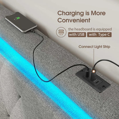 Queen Size Headboard, Attach to Frame, Height Adjustable