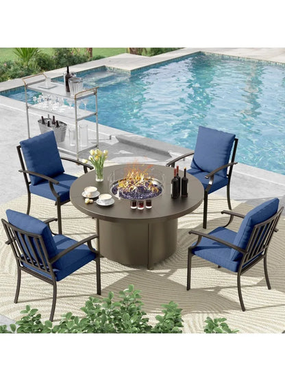 Outdoor Patio Furniture Set with 48"/55000 BTU Outdoor Propane Fire Pit
