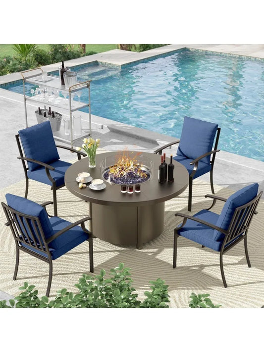 Outdoor Patio Furniture Set with 48"/55000 BTU Outdoor Propane Fire Pit
