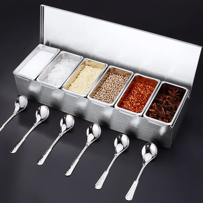 Ingredient Container With 6 Grids Kitchen Spice Box