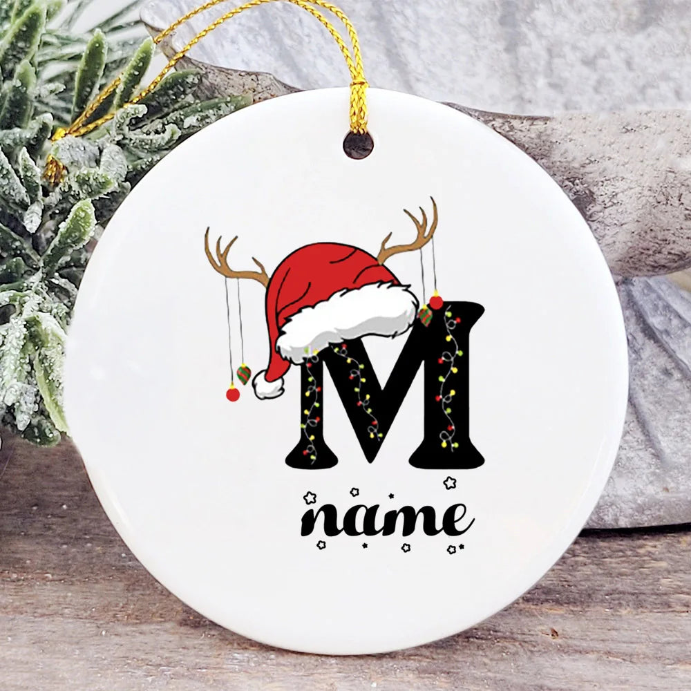 Baby's Christmas Ornament Personalized Initial with Name