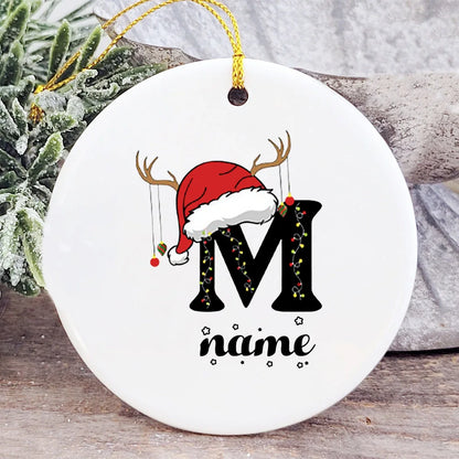 Baby's Christmas Ornament Personalized Initial with Name