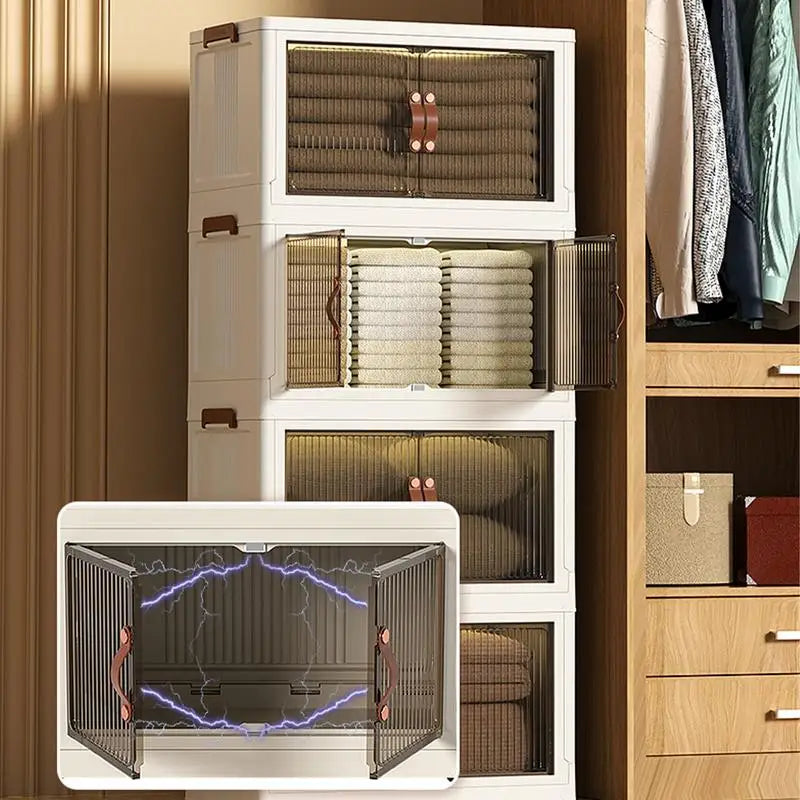 Stackable Foldable Storage Cabinet on wheels