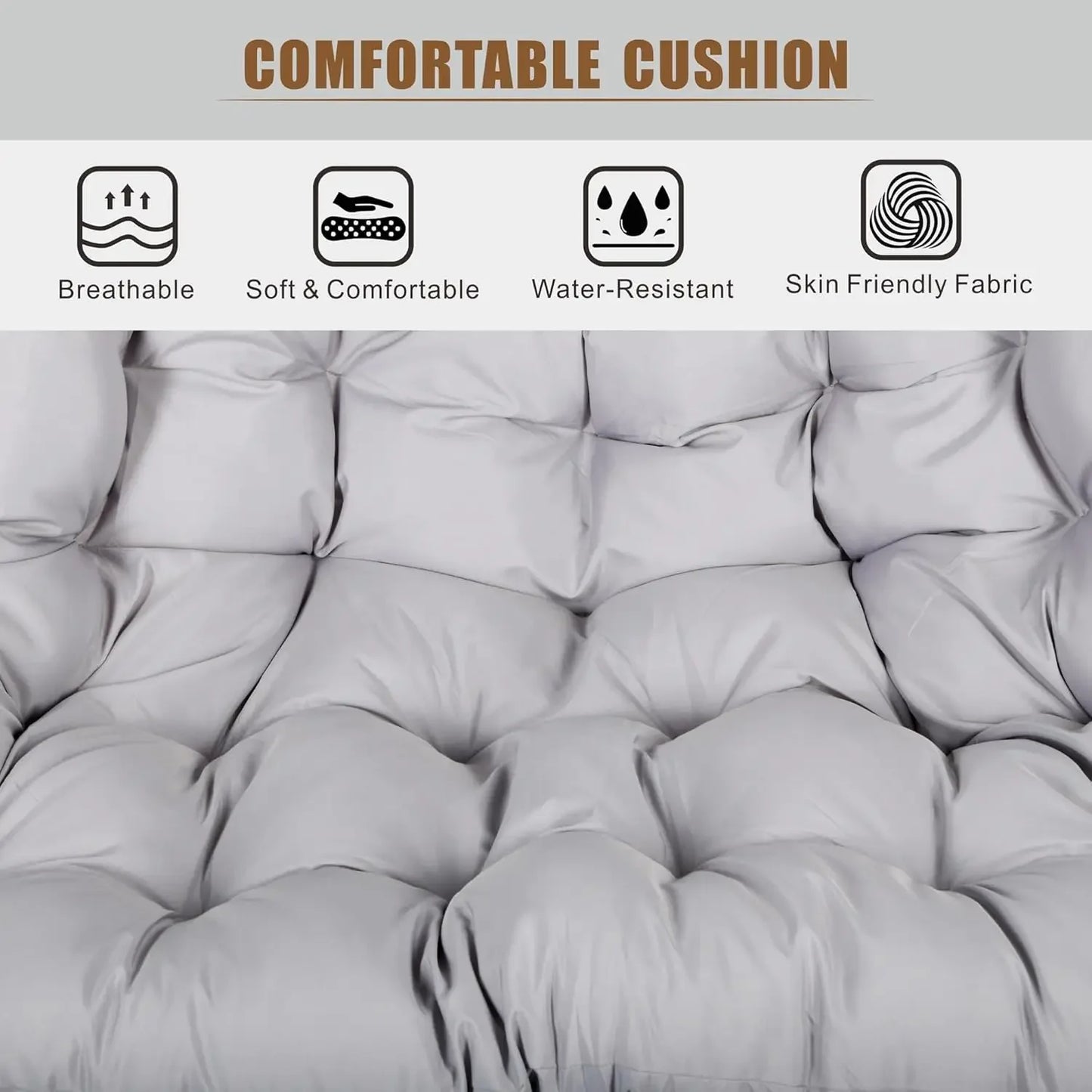 Hammock Swing Chair with Double Hanging Egg Chair, Stand,  Cushion