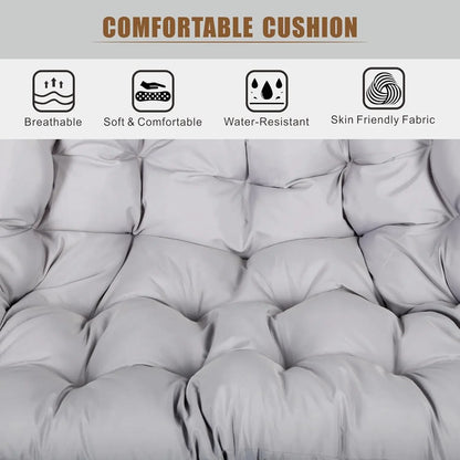 Hammock Swing Chair with Double Hanging Egg Chair, Stand,  Cushion