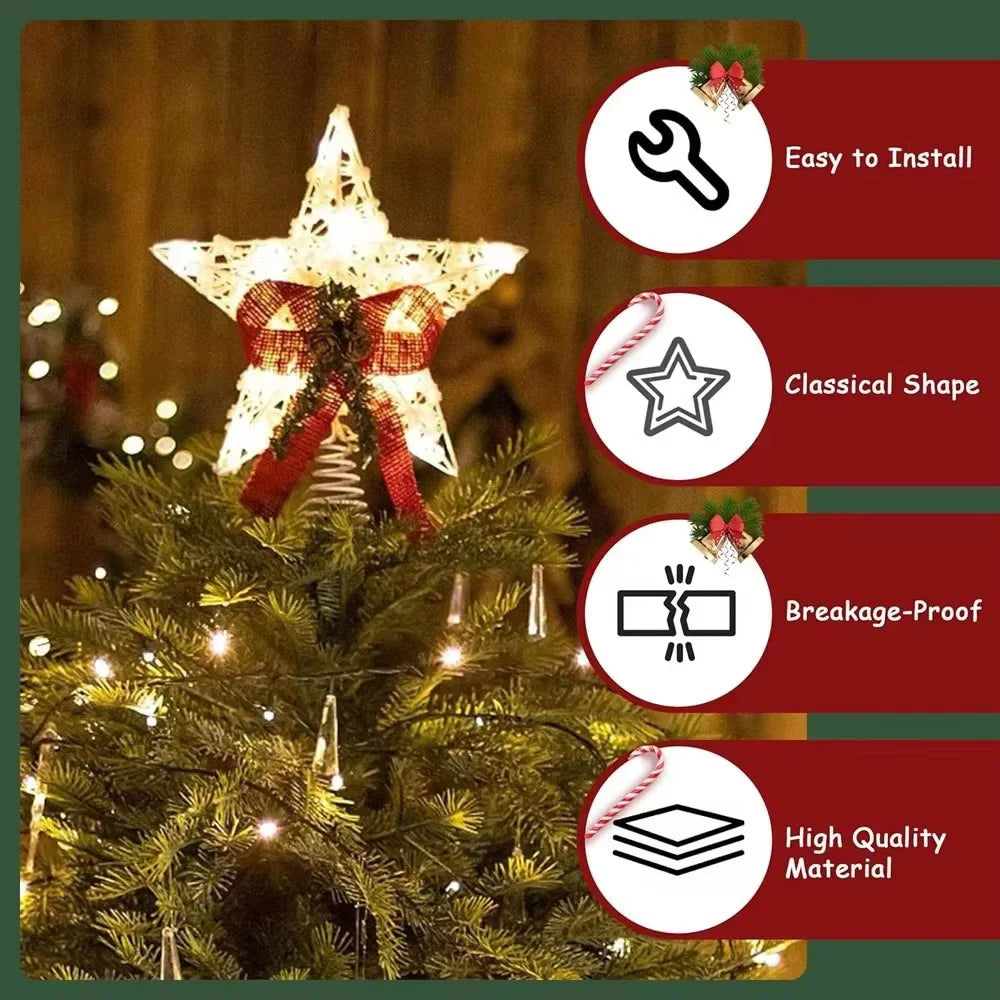 LED Christmas Tree Star Light Topper Battery Operated