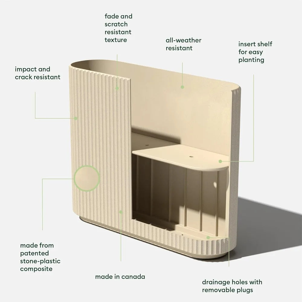 Outdoor Planter - Durable Plastic-Stone Blend