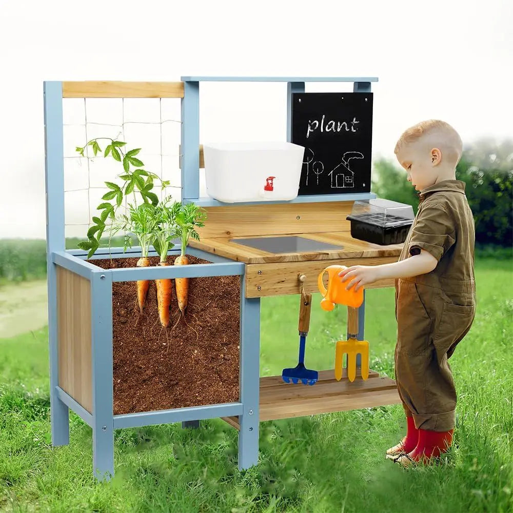 Kids Potting Bench for Outdoor, Fir Wood Gardening Station