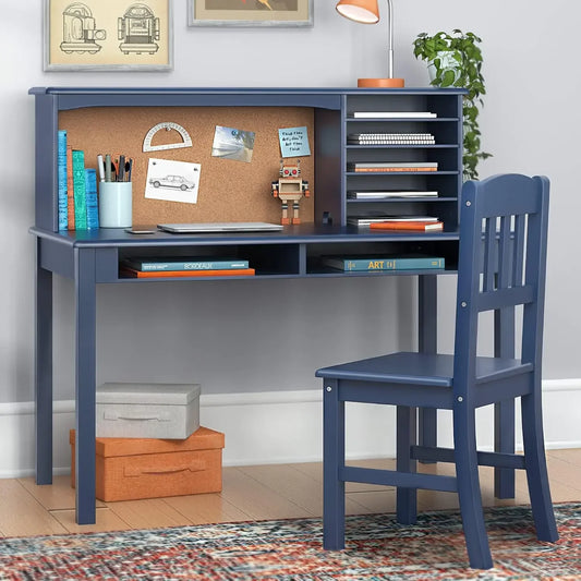 Kids Media Desk and Chair Set - Navy: Student's Workstation