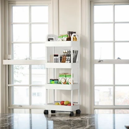 1pc 3/4-Tier Rolling Storage Cart, Plastic