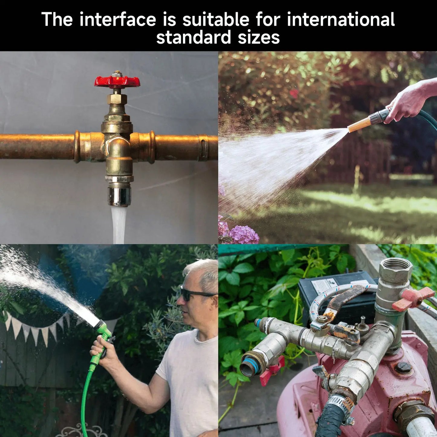 50-100FT Expandable Garden Hose with Holder &10 Spray Nozzle 3/4 inch