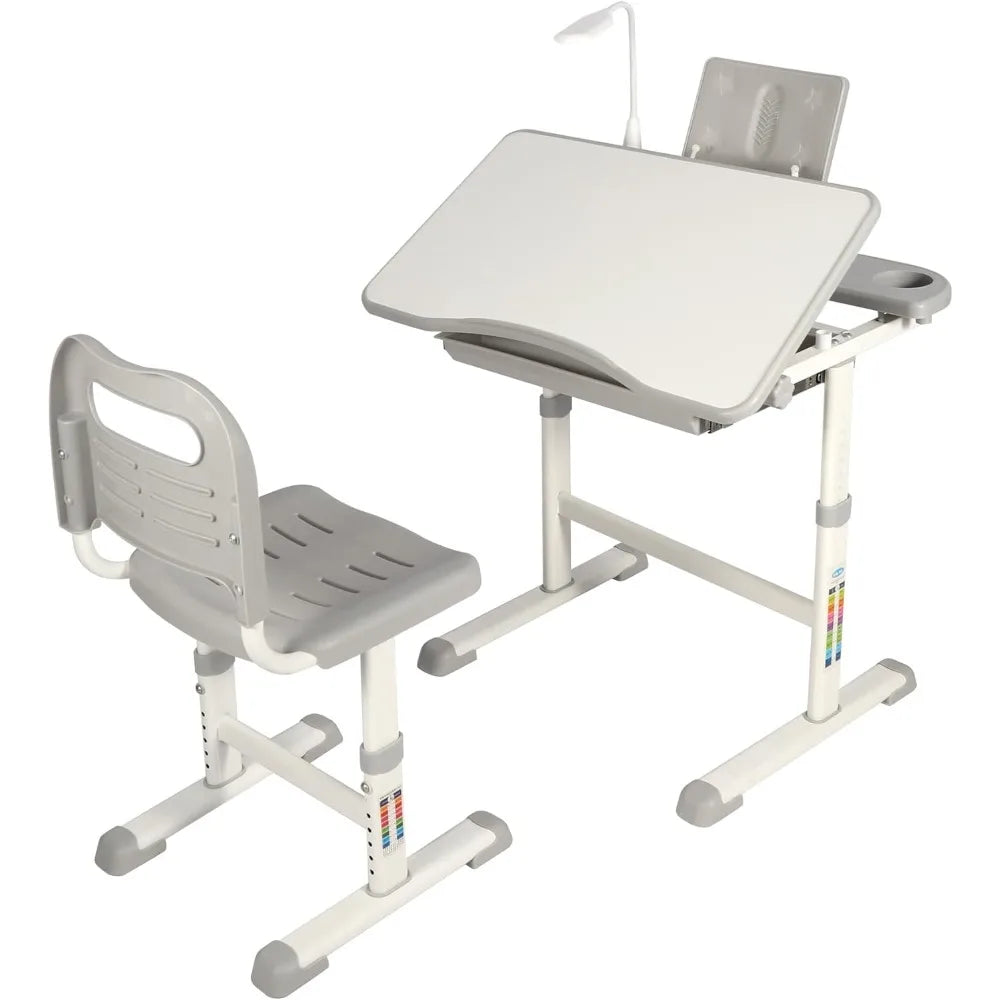 Height-Adjustable Kids Desk and Chair Set
