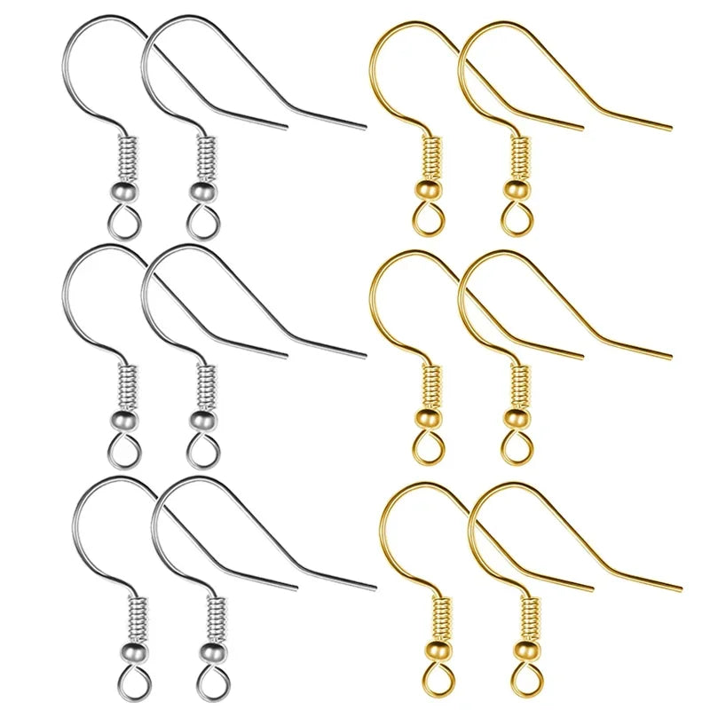 100/200pcs DIY Earring Findings Earrings Clasps Hooks Stainless Steel Hypoallergenic