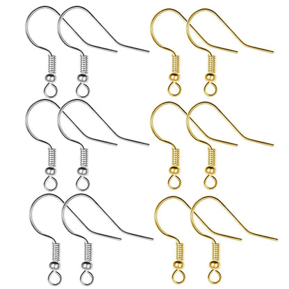 100/200pcs DIY Earring Findings Earrings Clasps Hooks Stainless Steel Hypoallergenic