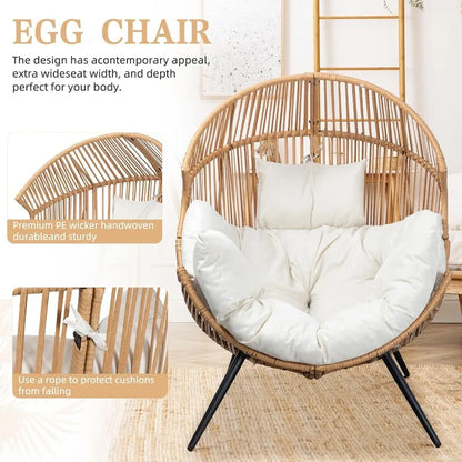 Outdoor Wicker Egg Chair PE Rattan Chair with Cushion