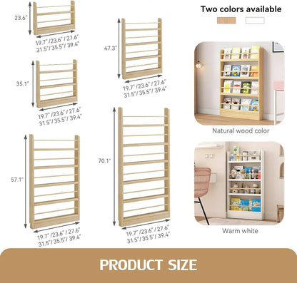 Behind Door Bookshelf, 6-Tier Narrow Wall Mounted