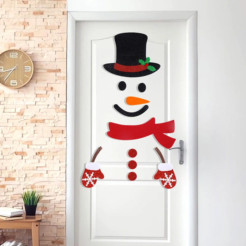 Christmas Door Stickers Decor Large Snowman Reindeer Santa Stickers