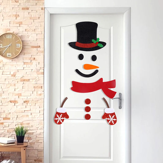 Christmas Door Stickers Decor Large Snowman Reindeer Santa Stickers