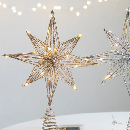 Christmas Tree Toppers Star With LED String Lights
