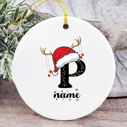 Baby's Christmas Ornament Personalized Initial with Name