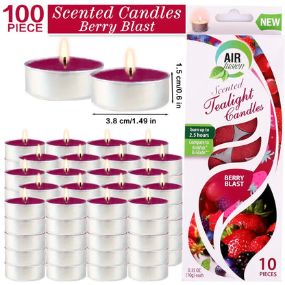 Air Fusion 100 Count Tea Lights Candles Burgundy Berry Blast Scented 2.5 Hours