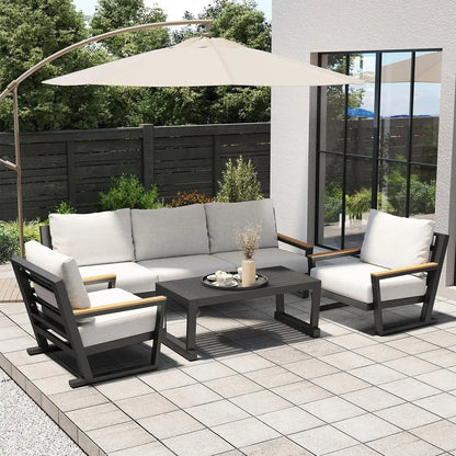 4 Seats Modern Patio Furniture Set with Coffee Table