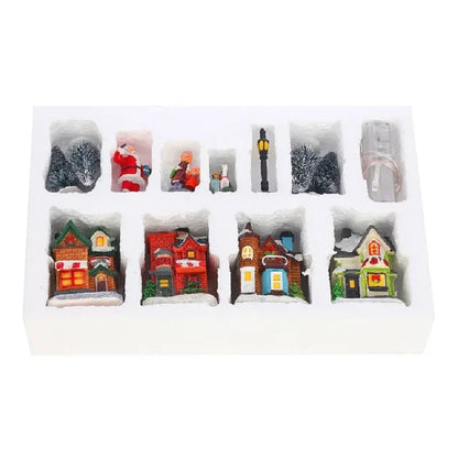 LED Resin Christmas Village Ornaments Set