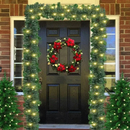 Christmas LED Rattan Garland Decorative For Staircase Fireplace Door