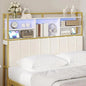 Velvet-Covered Headboard with 3-Tier Storage,