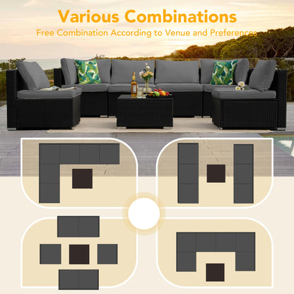 8 Piece Outdoor Sectional Sofa PE Rattan Wicker