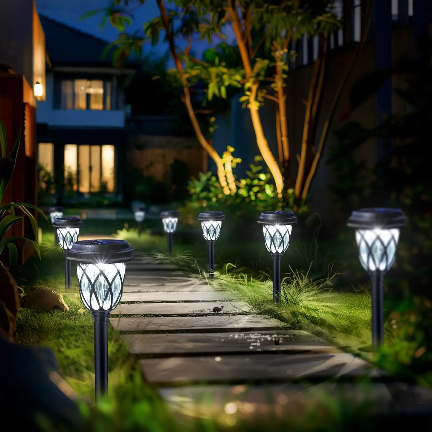 10 Pack solar powered small tube Light and shadow lamp lawn lamp