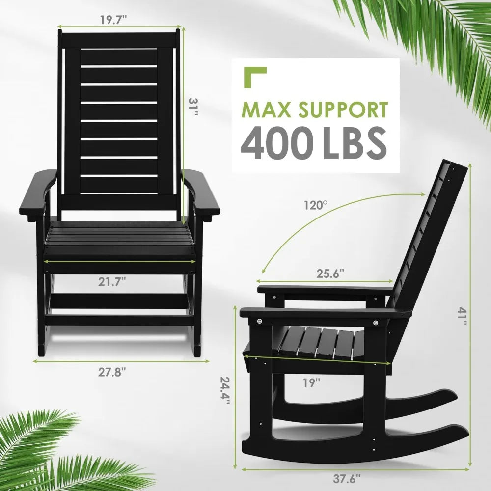 Outdoor Rocking Chair Set | 3-Piece  2 Rocking Chairs with 1 Side Table