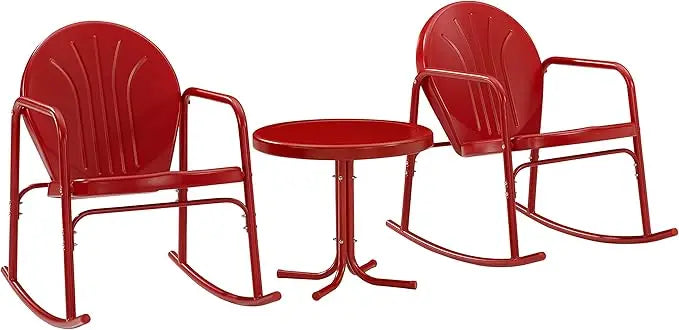 Retro-Style  Outdoor 3-Piece Rocking Chair Set with Side Table