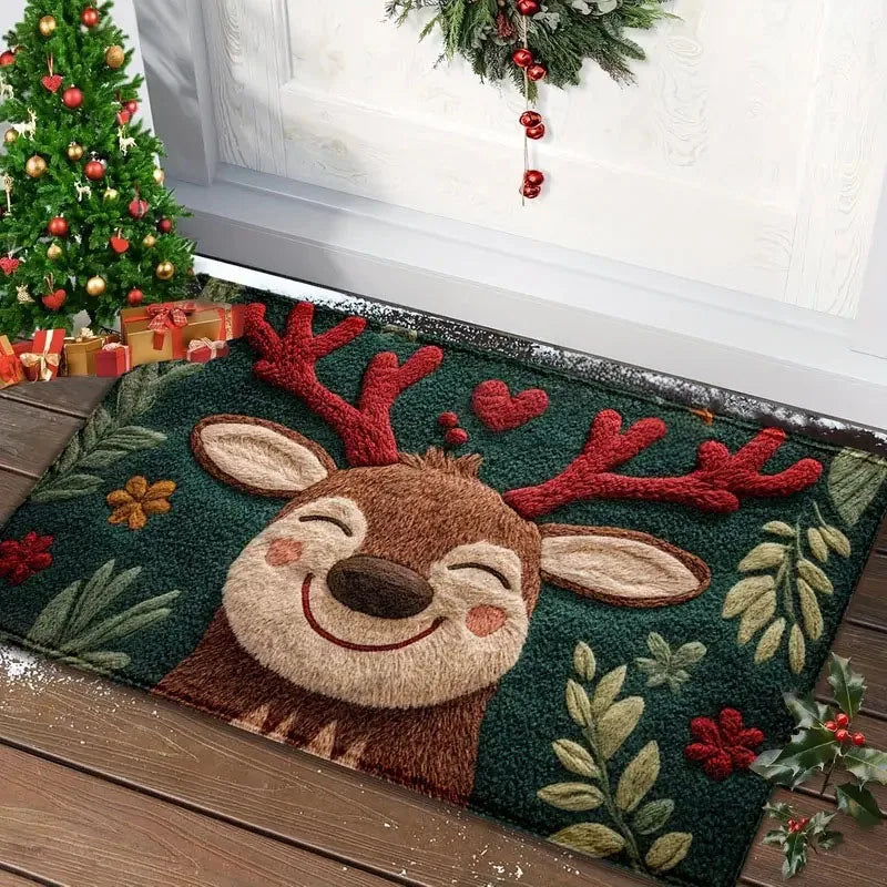Christmas Door Mat Red Santa Claus  Gingerbread Man