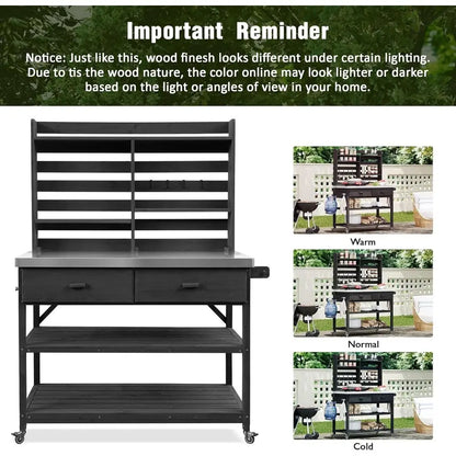 Heavy-Duty 64 Outdoor Potting Bench with Lockable Wheels