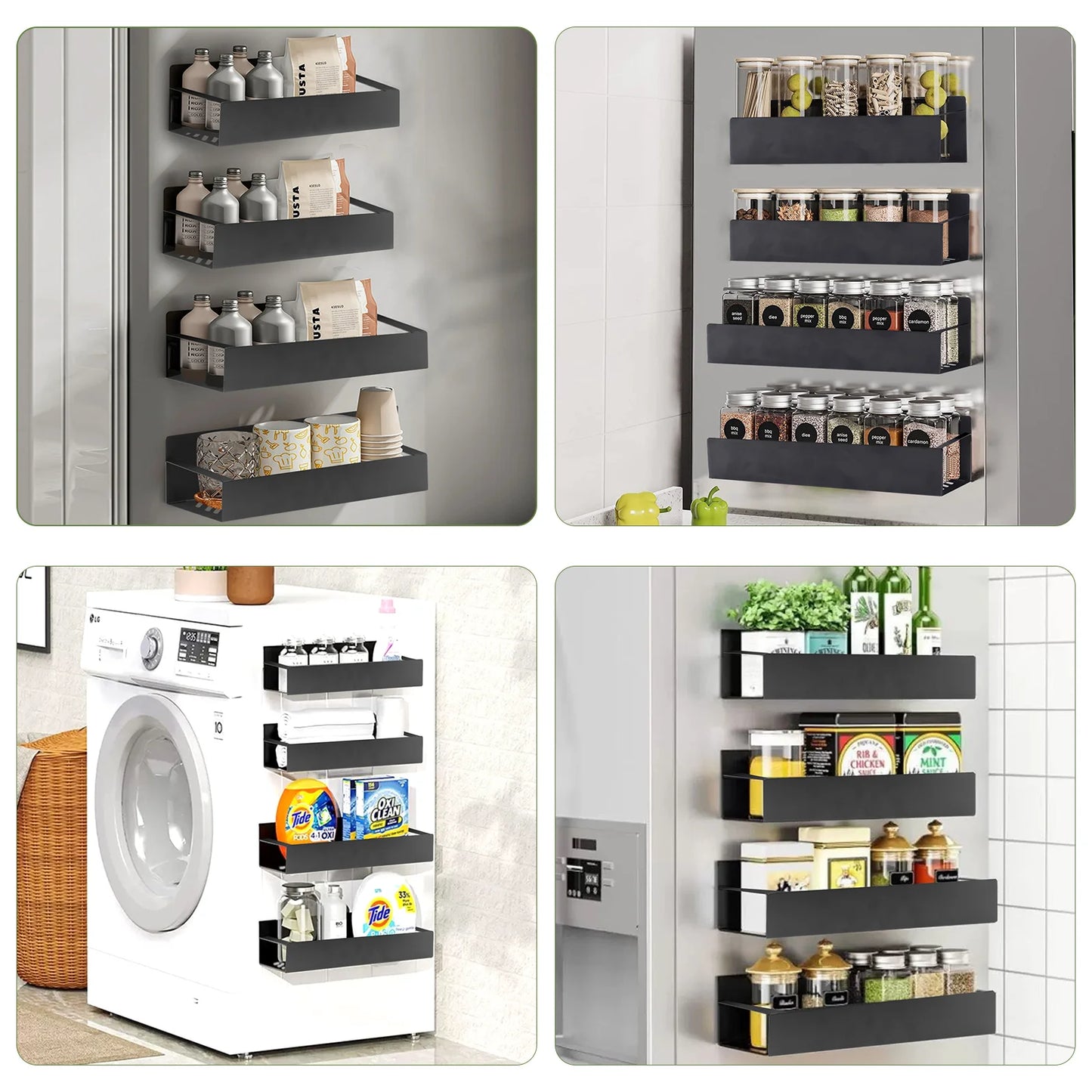 4 Pack Magnetic Spice Rack for Refrigerator