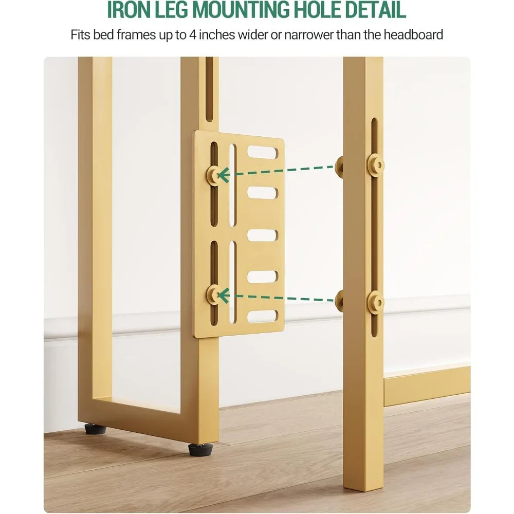 Velvet-Covered Headboard with 3-Tier Storage,