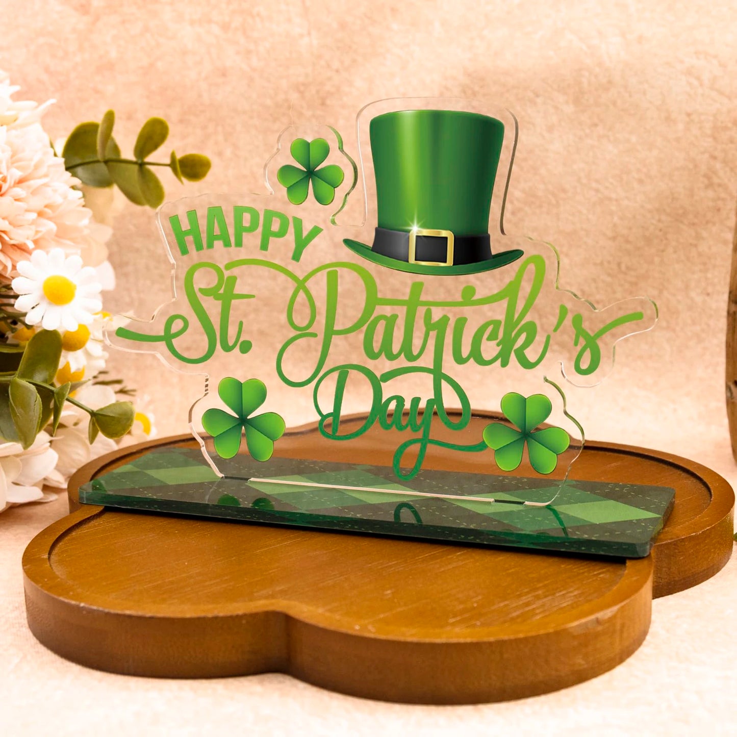 St Patrick s Day Table Decorations Set Irish Lucky Shamrock Sign Leprechaun Hat Centerpiece Signs Party Decorations