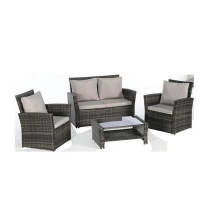 4-Piece Outdoor Patio Furniture Set - Rattan Wicker
