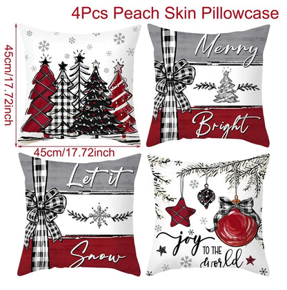 4pcs Merry Christmas Cushion Cover