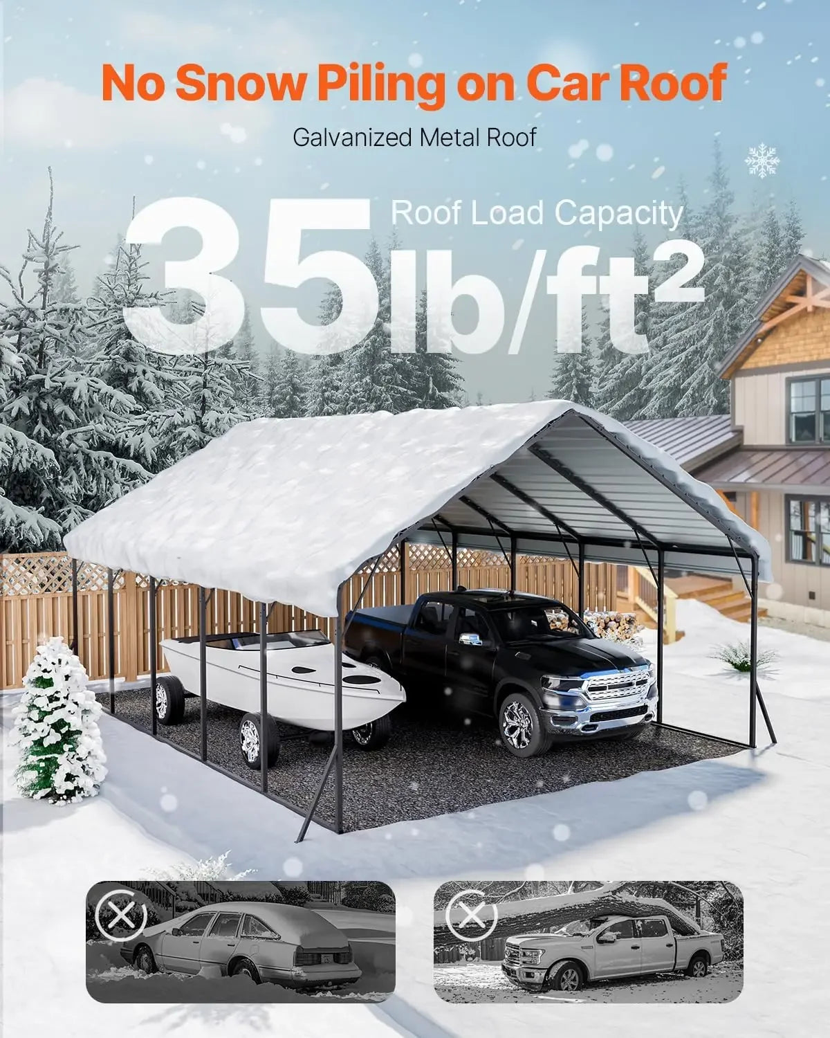 20x24 ft Heavy Duty Metal Carport
