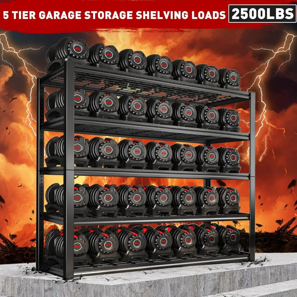 48" W Garage Shelving Heavy Duty Load 2500LBS, 5 Tier