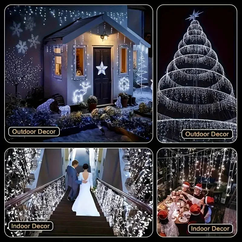 Solar LED Eaves Icicle String Lights 8 Lighting Modes