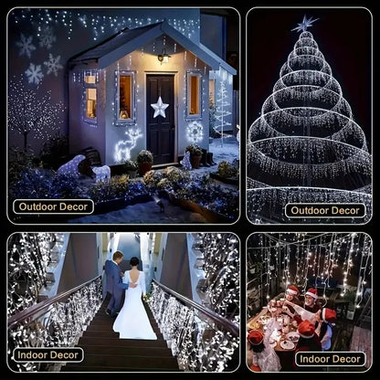 Solar LED Eaves Icicle String Lights 8 Lighting Modes