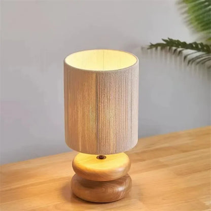 Solid Wood Table Lamp  Jute Rope Table Lamp
